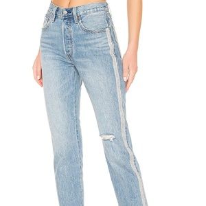 Levi’s 501 Crystal Embellished Straight Crop Jeans